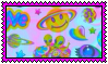 funky smiley rainbow stamp, think Lisa Frank